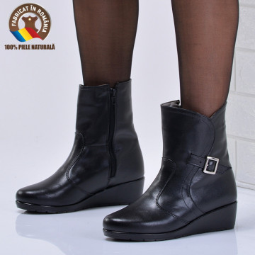 Ghete Dama Piele Naturala Vanesa Negre - Need 4 Shoes