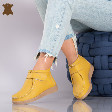 Ghete Dama Piele Naturala Zora Galbene - Need 4 Shoes