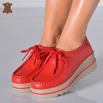 Pantofi Dama Piele Naturala Corso 4 Rosii