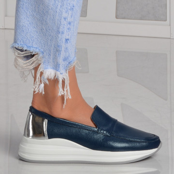 Pantofi Dama Piele Naturala Rosia Navy