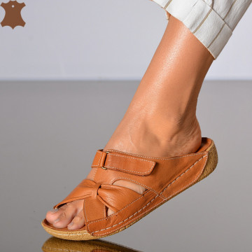 Papuci medicinali Piele Naturala Jude Camel- Need 4 Shoes