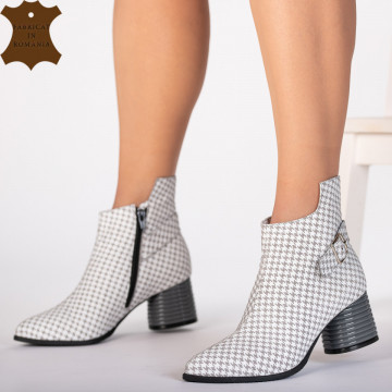 Botine Piele Naturala Montreal Alb/Negru - Need 4 Shoes