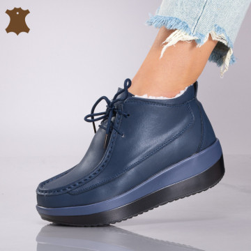Ghete Dama Imblanite Piele Naturala Tokyo Navy - Need 4 Shoes