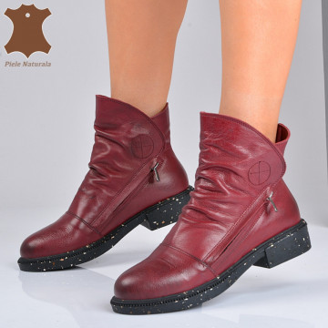 Ghete Dama Piele Naturala Maxine Bordo