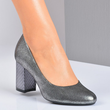 Pantofi Cu Toc Dama Etell Gri
