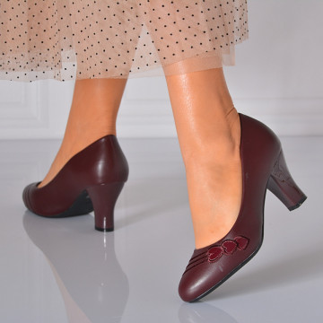 Pantofi Cu Toc Dama Sanziana Bordo