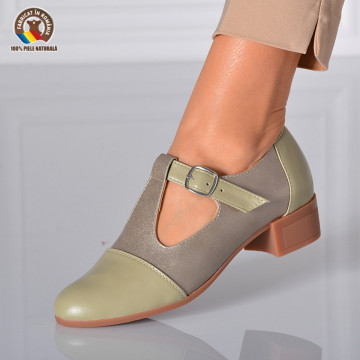 Pantofi Cu Toc Piele Naturala Natalia Olive