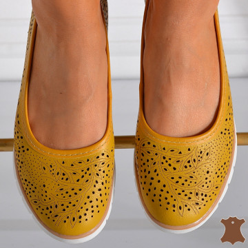 Pantofi Dama Piele Giana Mustar