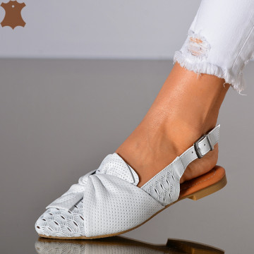 Pantofi Dama Piele Naturala Alma 2 Albi