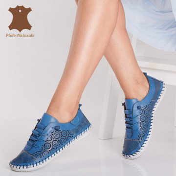 Pantofi Dama Piele Naturala Ignat Albastri- Need 4 Shoes