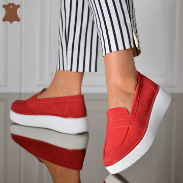 Pantofi Dama Piele Naturala Nadira Rosii