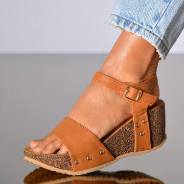 Sandale Cu Platforma Eliandra Camel