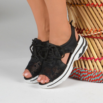 Sandale cu platforma Summer Negre cu siret - Need 4 Shoes