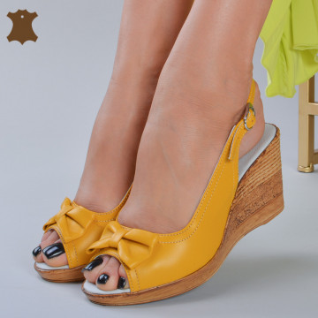 Sandale Piele Naturala Lisa Yellow
