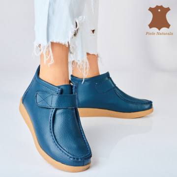 Ghete Dama Imblanite Piele Naturala Zora Navy - Need 4 Shoes