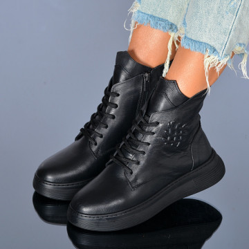 Ghete Dama Piele Naturala Marny 3 Negre- Need 4 Shoes