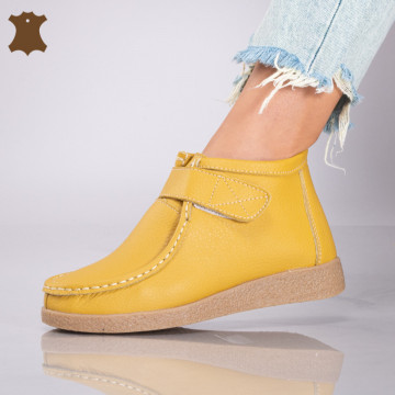 Ghete Dama Piele Naturala Zora Galbene - Need 4 Shoes