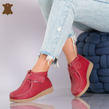 Ghete Dama Piele Naturala Zora Red - Need 4 Shoes