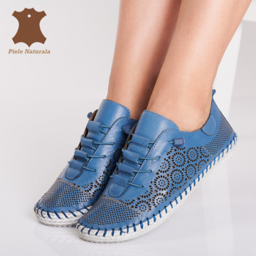 Pantofi Dama Piele Naturala Ignat Albastri