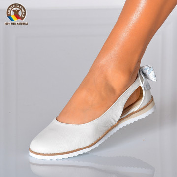 Pantofi Dama Piele Naturala Lya Albi