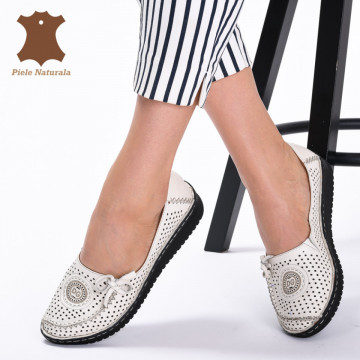 Pantofi Dama Piele Naturala Surya Bej- Need 4 Shoes