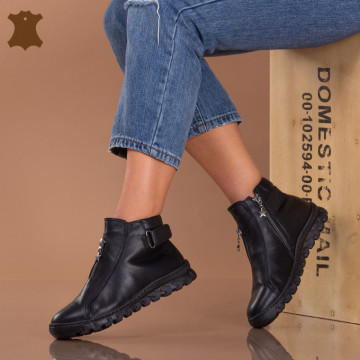 Ghete Dama Piele Naturala Gina Negre - Need 4 Shoes