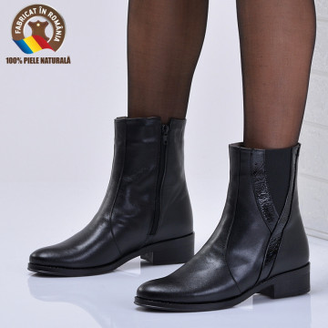 Ghete Dama Piele Naturala Mina Negre - Need 4 Shoes