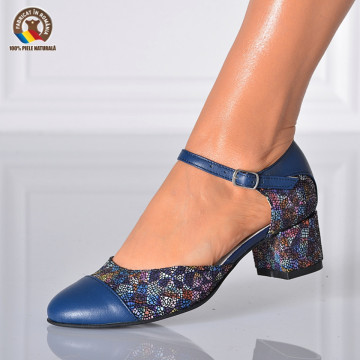 Pantofi Cu Toc Piele Naturala Arizona Navy