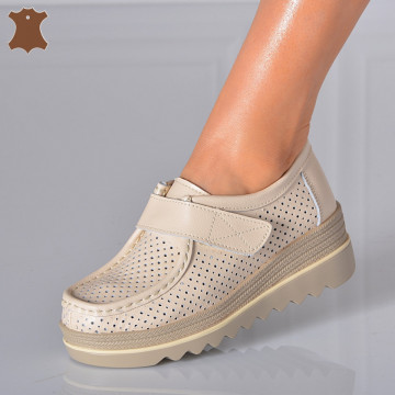 Pantofi Dama Piele Naturala Corso 6 Bej