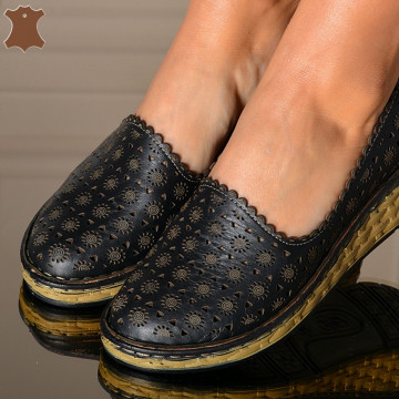 Pantofi Dama Piele Naturala Rain Negre