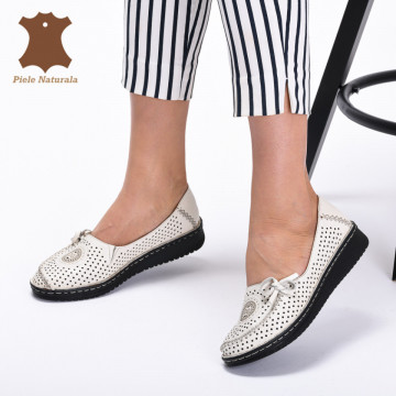 Pantofi Dama Piele Naturala Surya Bej- Need 4 Shoes
