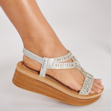 Sandale Cu Platforma Andrada Argintii- Need 4 Shoes