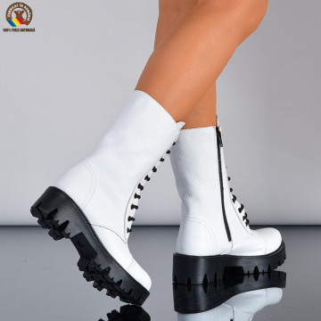 Cizme Dama Piele Naturala Maryn 2 Albe- Need 4 Shoes
