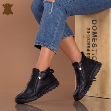 Ghete Dama Piele Naturala Moss Negre - Need 4 Shoes