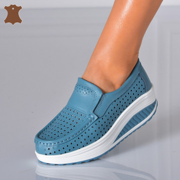 Pantofi Dama Piele Naturala Jet Albastri