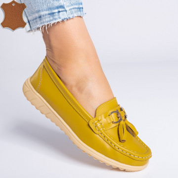 Pantofi Dama Piele Naturala Leon Mustar