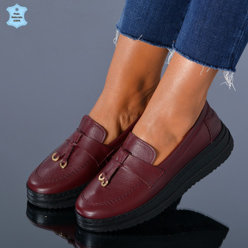 Pantofi Dama Piele Naturala Maira Bordo