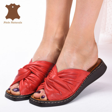Papuci Dama Piele Naturala Glia Rosii- Need 4 Shoes