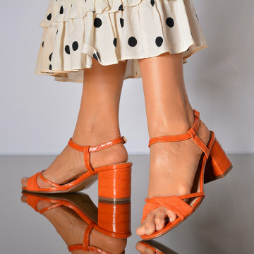 Sandale Dama Cu Toc Marieta Orange