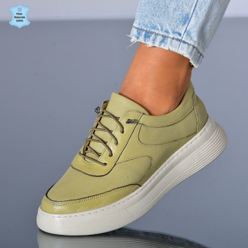 Adidasi Dama Piele Naturala Anzia Olive- Need 4 Shoes