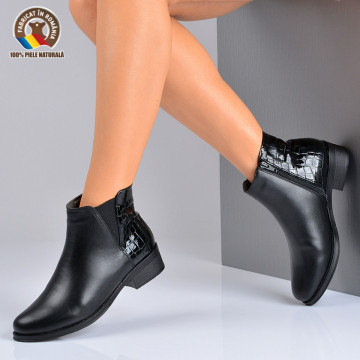 Botine Piele Naturala Mirela Negre