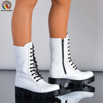 Cizme Dama Piele Naturala Maryn 2 Albe- Need 4 Shoes