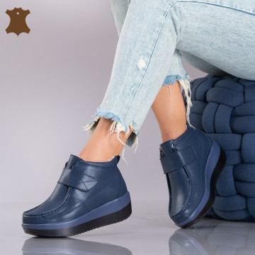 Ghete Dama Imblanite Piele Naturala Tokyo 2 Navy