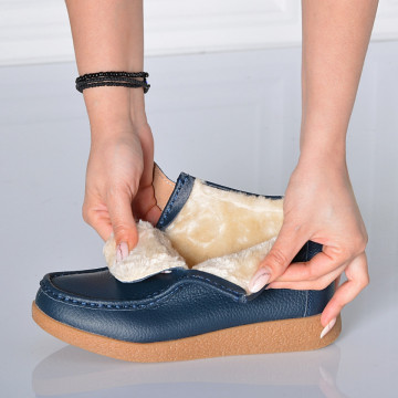Ghete Dama Imblanite Piele Naturala Zora Navy - Need 4 Shoes