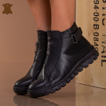 Ghete Dama Piele Naturala Gina Negre - Need 4 Shoes