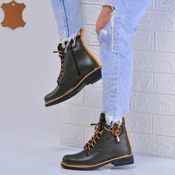 Ghete Dama Piele Naturala Marika Kaki-Need 4 Shoes