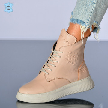 Ghete Dama Piele Naturala Marny 3 Bej- Need 4 Shoes