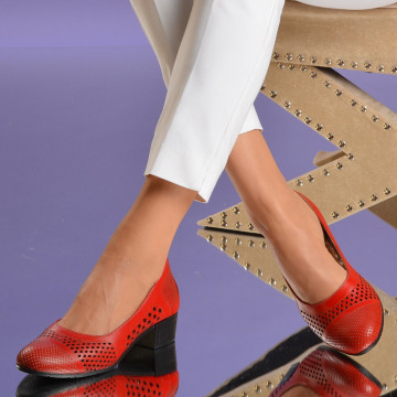 Pantofi Cu Toc Piele Naturala Alonzo Red - Need 4 Shoes