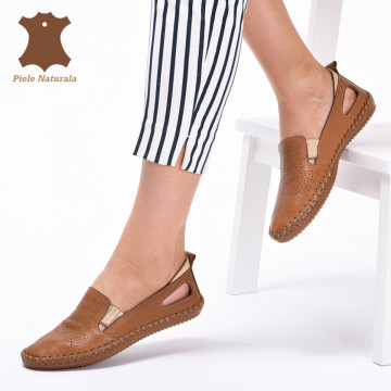 Pantofi Dama Piele Naturala Cauani Camel