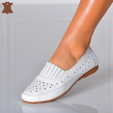 Pantofi Dama Piele Naturala Celia Albi